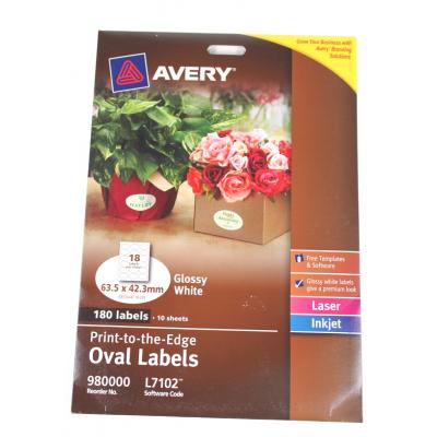 Avery 980000 L7102 白色膠面隋圓型 Label