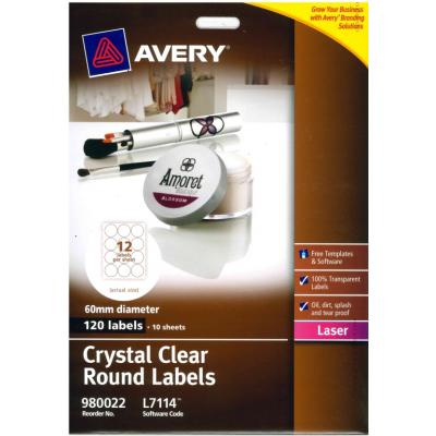 Avery 980022-L7114 60mm 圓型全透明鐳射打印標籤(10's)
