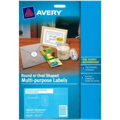 Avery 959164-L6112C 40mm 圓型全透明鐳射打印標籤(10's)
