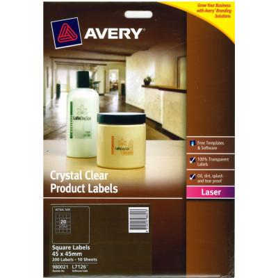 Avery 980021-L7126 45x45mm 方型全透明鐳射打印標籤(10's)