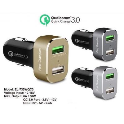 First Champion USB Car Charger-2USB With QC 3.0