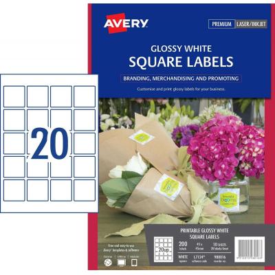 Avery L7124/980016 A4 (白色光面貼紙)Glossy Laser Label-45x45mm(10's)