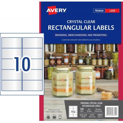 Avery 980019 Crystal Clear Rectangle Labels(96 x 50.8mm)