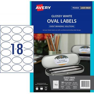 Avery 959168/J6024 Clear Oval Inkjet Labels Multi Purpose 18mm