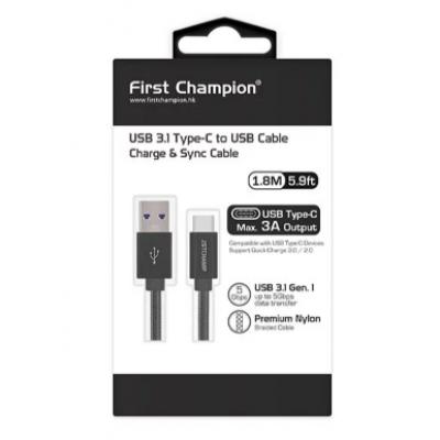 First Champion Type-C 3A Cable-1.8M (Nylon)-Black