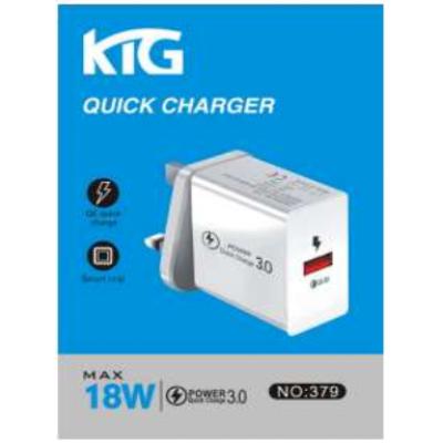 韓國 KTG-379 18W快速充電器插頭(QC3.0 USBx1)