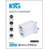 韓國KTG-384 20W 快速充電器插頭(USBx1+PDx1)