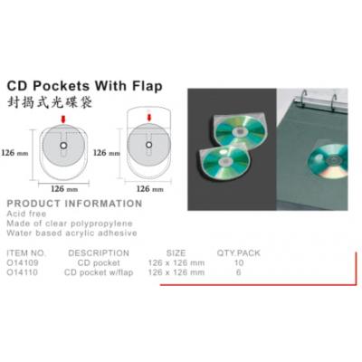 PROBECO O14109 自黏封揭式光碟袋CD Pockets With Flap (126x126mm) 10個/包