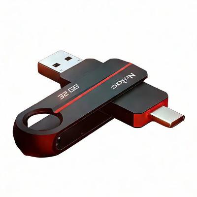 Netac US18 USB3.2(USB-A+USB-C) USB Drive 鋅合金旋轉式OTG 雙用手指-64GB