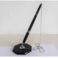 PEN GD-01 商務金屬筆座/簽約筆/帶銀鏈+黑色水晶底