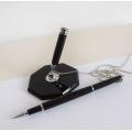 PEN GD-01 商務金屬筆座/簽約筆/帶銀鏈+黑色水晶底