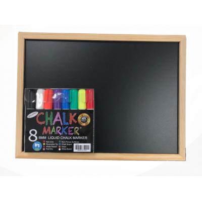 Powerkoo LTB18008 Chalk Marker 彩繪筆 8-Col + (45x30cm)木邊黑板(套裝)