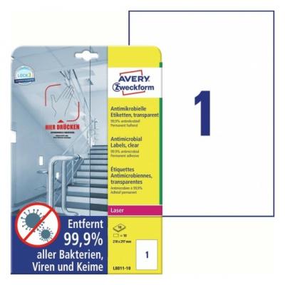 Zweckform L8011-10 A4 Antimicrobial 抗菌膠質 label-Clear (10's)