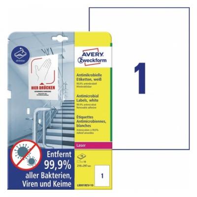 Zweckform L8001REV-10 A4 Antimicrobial Removable 抗菌膠質label-White(10's)