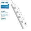 Philips CHP4130WB/68  3位獨立開關+USB2.1A x2 拖板(3米線長)