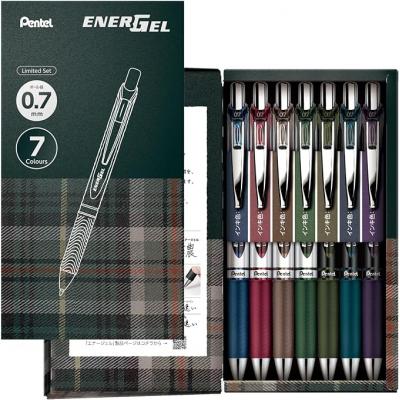 Pentel BL77-L7ST 0.7mm ENERGEL Metal Tip Ball Pen-(7色裝)