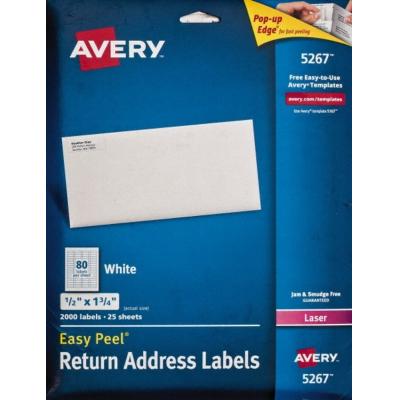 Avery L5267-25 鐳射列印標籤-25張裝(1/2"x1-3/4")80格
