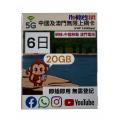 (6日無限) Monkey Sim 5G-20GB 中國及澳門上網卡