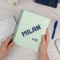 Milan A5 (430) 95g紙(2孔及易撕虛線)硬面線圈(5mm)格仔簿-80頁