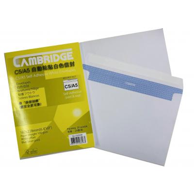 Cambridge CE0006(162x228mm/6.4"x9") A5/C5 自貼白色信封(20個)