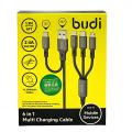 Budi DC203T512B  6in1 3A Multi Charging Cable USB/Type-...