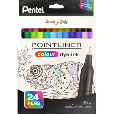 Pentel S40-24 Pointliner Colour dye ink (0.4mm)彩色代針筆(24色)