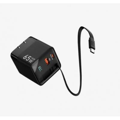 Choetech GaN 充電器 連伸縮式 USB-C 連接線(PD65W Max)