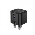 Choetech PD3066-UK-BK 雙USB-C GaN 充電器 (45W Max) 