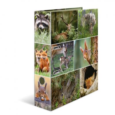 德國製 HERMA 7202 3" A4 2孔雙面印刷彩圖硬皮快勞"森林小動物"