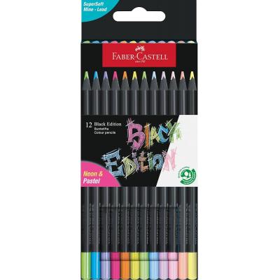 Faber-Castell 116410 黑桿木顏色筆-12色(螢光+粉彩系列)