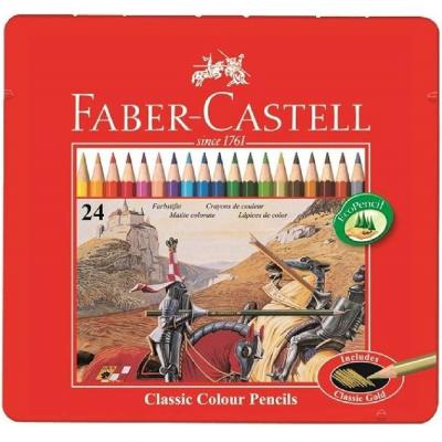 Faber-Castell 115845 Classic 六角形鐵盒彩色木顏色筆(24色)